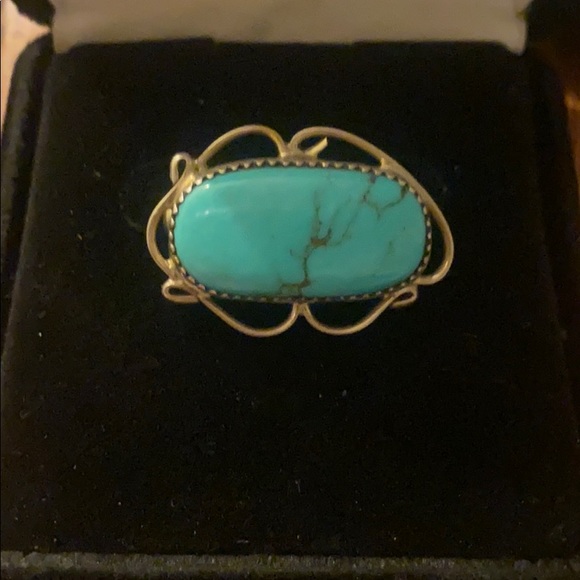Sterling s turquoise stone vintage Navajo brooch - Picture 2 of 3